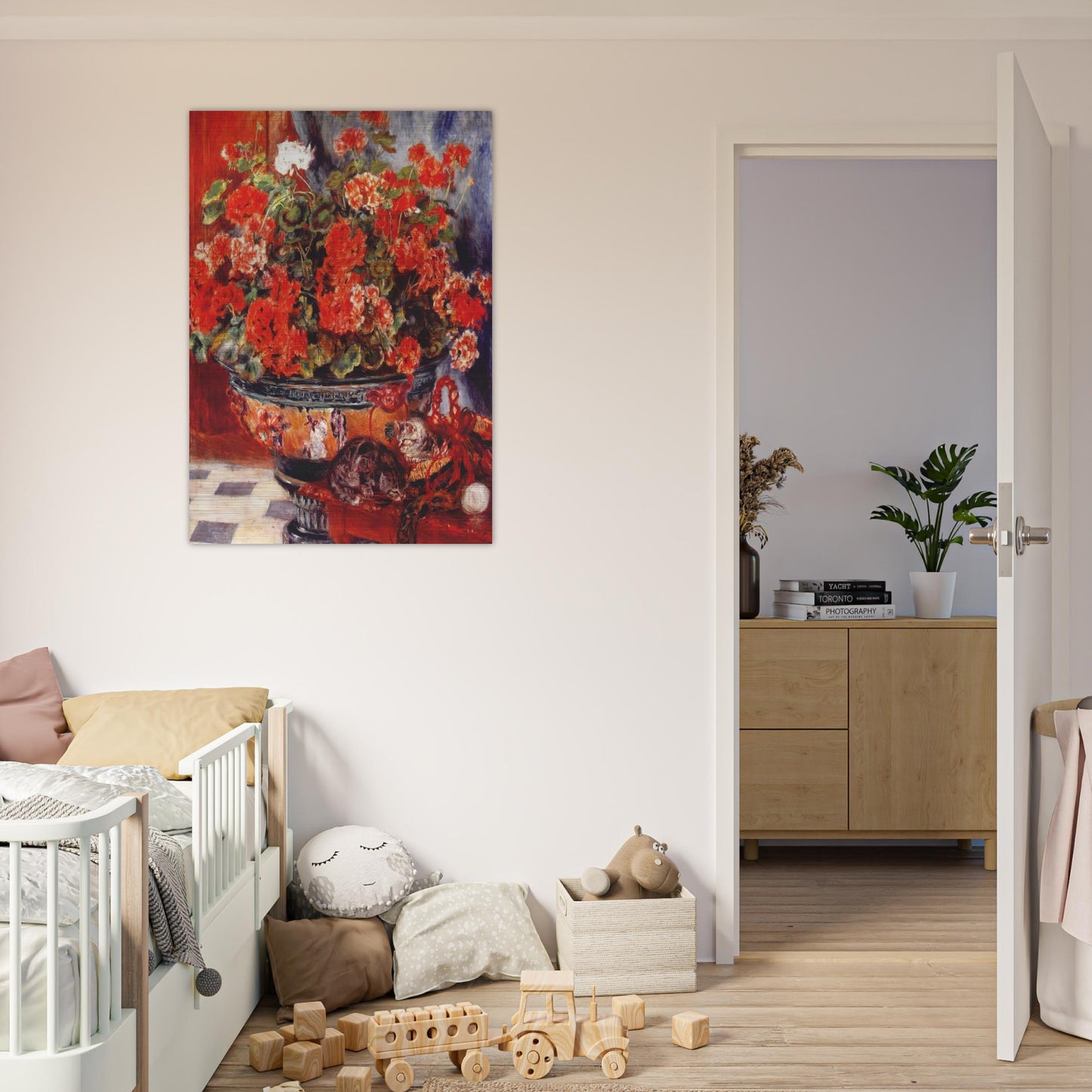 Geraniums and Cats - Pierre-Auguste Renoir Brushed Aluminum Print - 70x100 cm / 28x40 inches | Pierre-Auguste Renoir Aluminum Print | Pierre-Auguste Renoir Prints