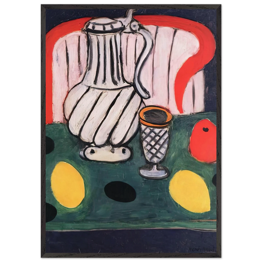 TIN PITCHER LEMON AND ARMCHAIR 1939 - Henri Matisse 70x100 cm / 28x40 inches Framed Art Print – Black Wooden Frame