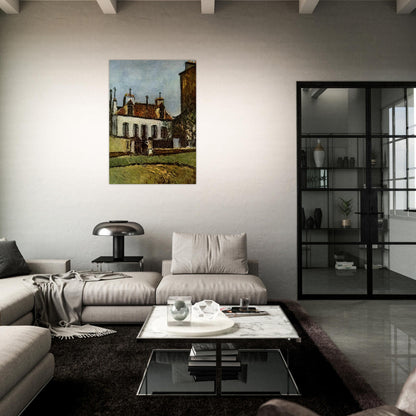HOUSE IN THE SUBURBS OF PARIS - Maurice Utrillo Brushed Aluminum Print - 70x100 cm / 28x40 inches | Maurice Utrillo Aluminum Print | Maurice Utrillo Prints