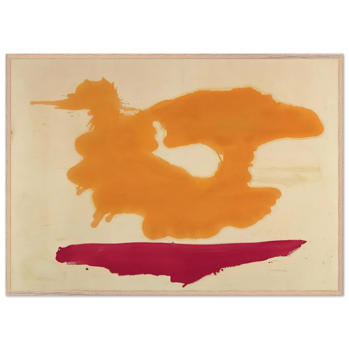 Helen Frankenthaler - Only Orange - 1963 Wall art - 60x80 cm / 24x32 Inches - Premium Wooden Framed Poster With Fine Art Paper - Wood frame