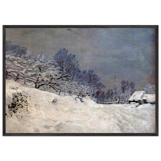 The Road in front of Saint-Simeon Farm in Winter - claude monet 70x100 cm / 28x40 inches Framed Art Print – Black Wooden Frame