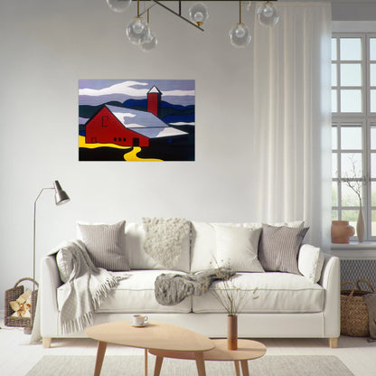 RED BARN II 1969 - Roy Lichtenstein Brushed Aluminum Print - 70x100 cm / 28x40 inches | Roy Lichtenstein Aluminum Print | Roy Lichtenstein Prints