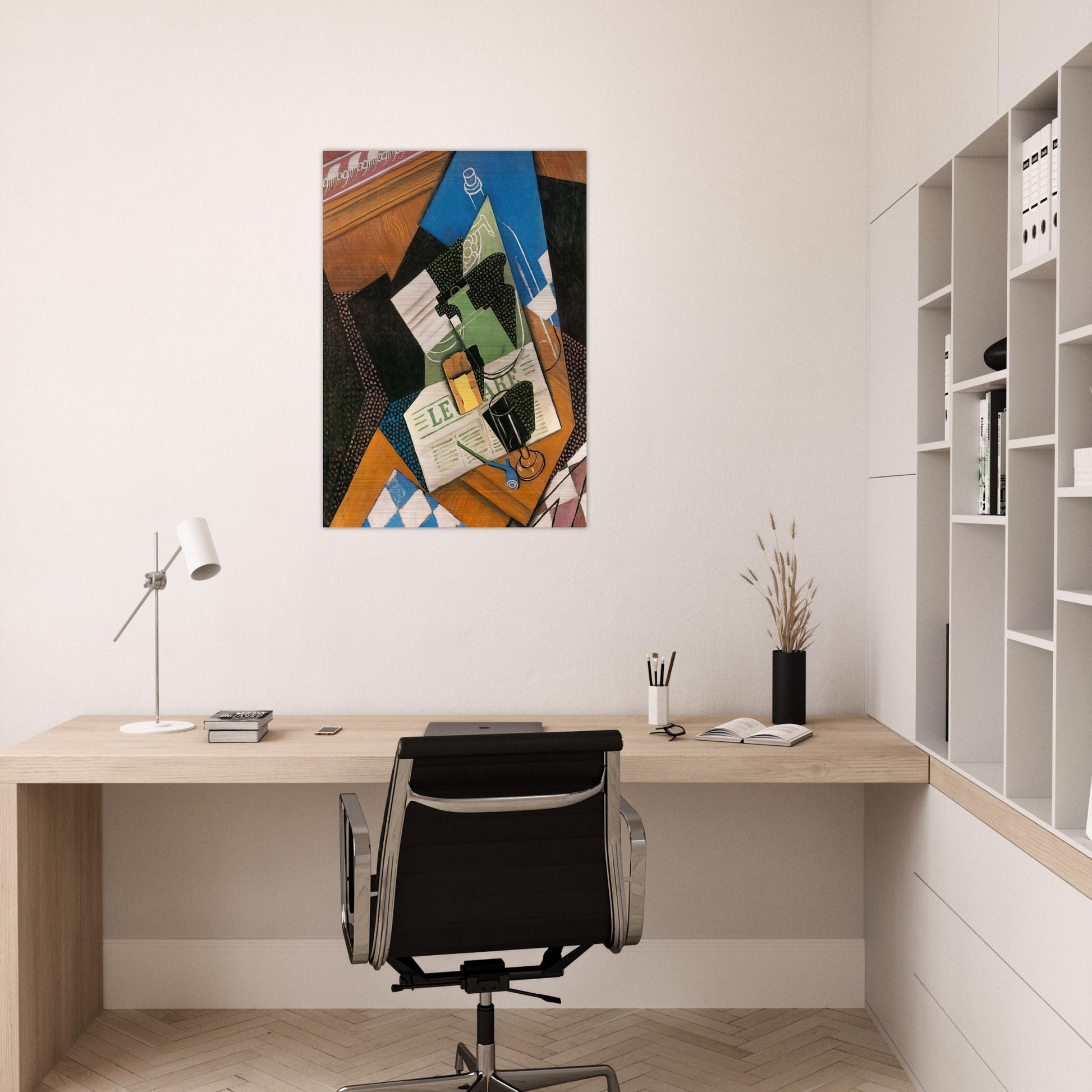 WATER BOTTLE BOTTLE AND FRUIT DISH 1915 - Juan Gris Brushed Aluminum Print - 70x100 cm / 28x40 inches | Juan Gris Aluminum Print | Juan Gris Prints