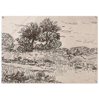 Landscape with the Wall of a Farm - Vincent van Gogh Acrylic Print - 70x100 cm / 28x40″ inches