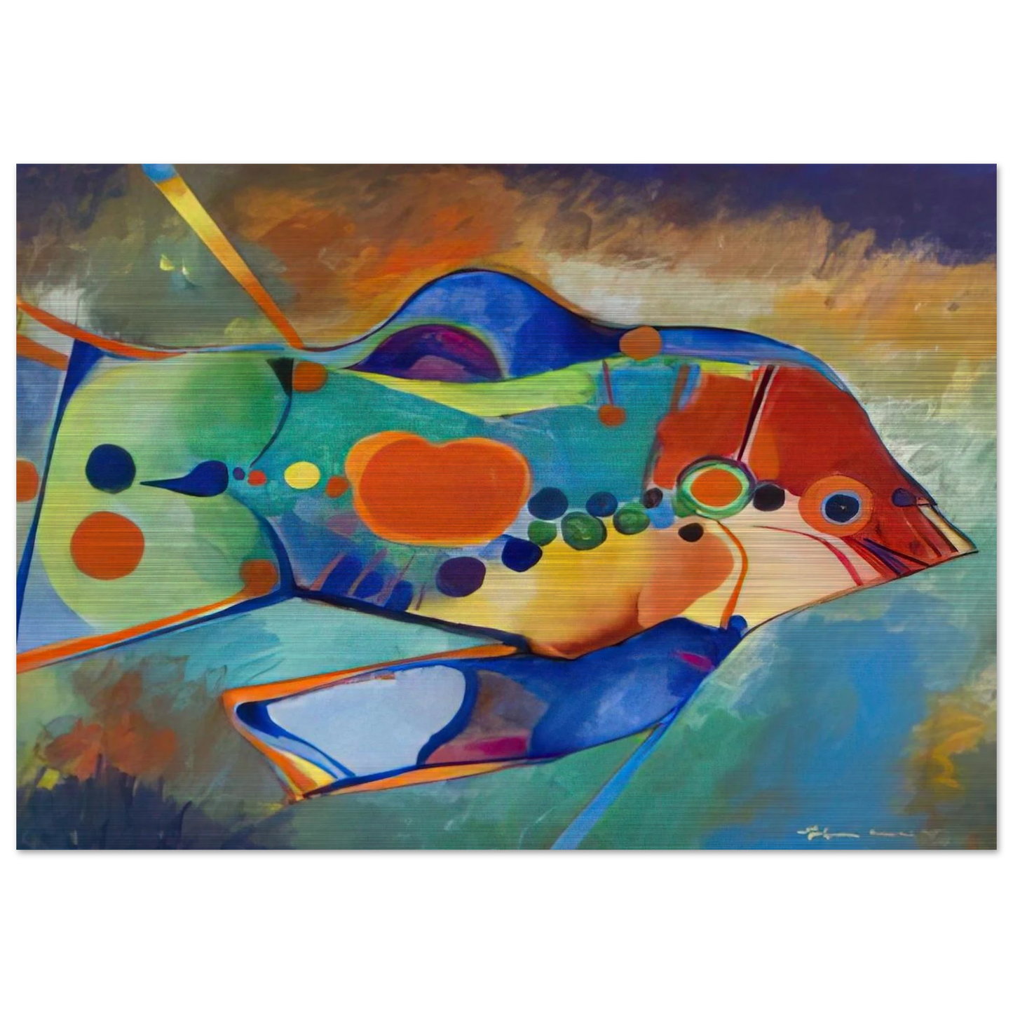 Fish - Naïve Art Primitivism - Aldemir Martins Brushed Aluminum Print - 70x100 cm / 28x40 inches | Aldemir Martins Aluminum Print | Aldemir Martins Prints