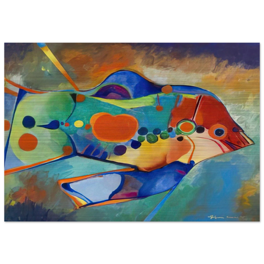 Fish - Naïve Art Primitivism - Aldemir Martins Brushed Aluminum Print - 70x100 cm / 28x40 inches | Aldemir Martins Aluminum Print | Aldemir Martins Prints