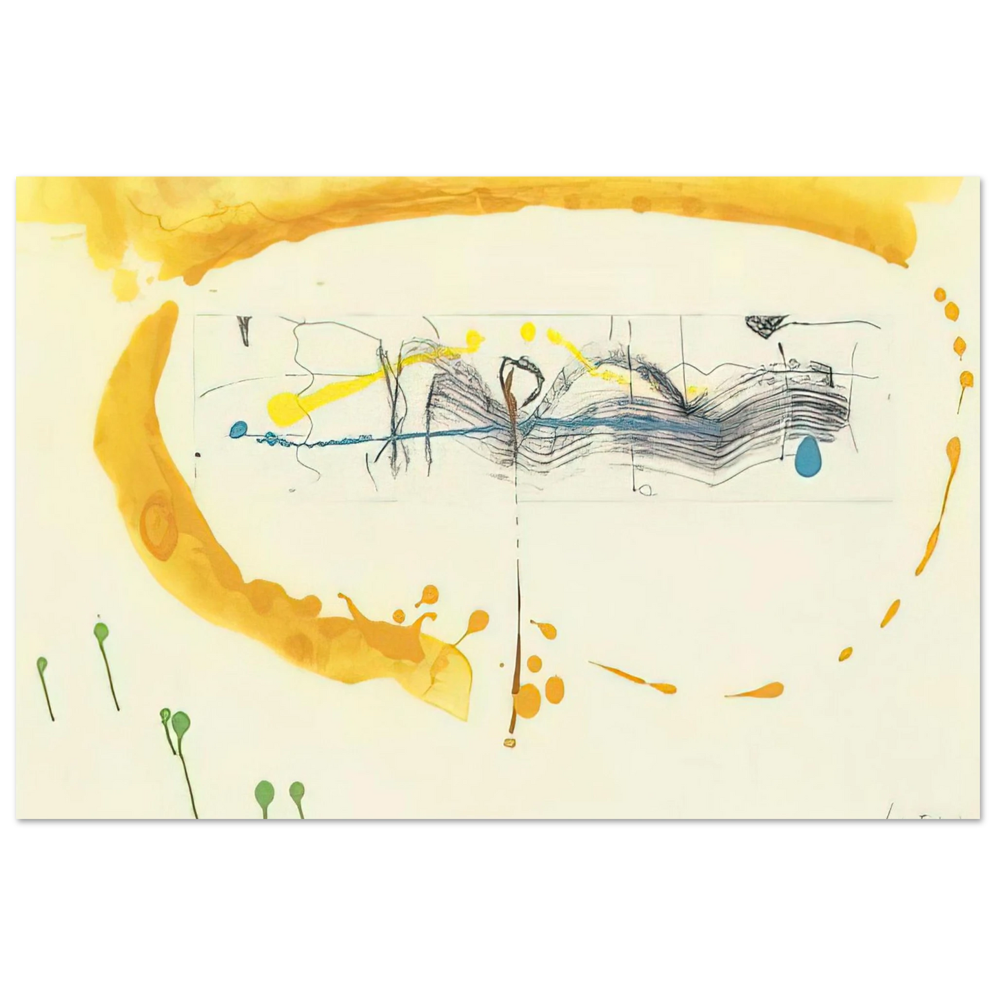 Helen Frankenthaler - Making Music - 2000 Wall art - 21x29.7 cm / 8x12" - Premium Wooden Framed Poster With Fine Art Paper-canvas - Black frame