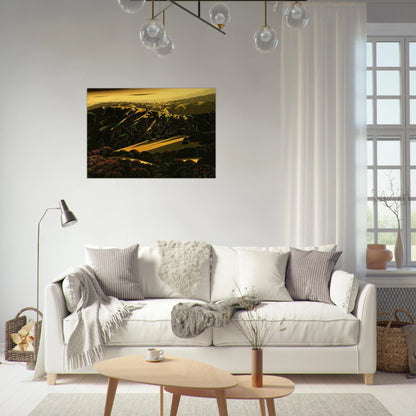 Santa Cruz Mountains - Eyvind Earle Brushed Aluminum Print - 70x100 cm / 28x40 inches | Eyvind Earle Aluminum Print | Eyvind Earle Prints