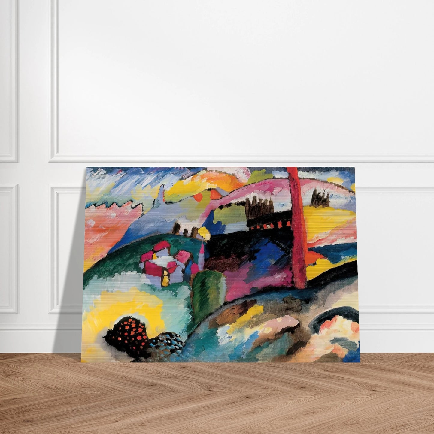 LANDSCAPE WITH FACTORY CHIMNEY 1910 - Wassily Kandinsky Brushed Aluminum Print - 70x100 cm / 28x40 inches | Wassily Kandinsky Aluminum Print | Wassily Kandinsky Prints