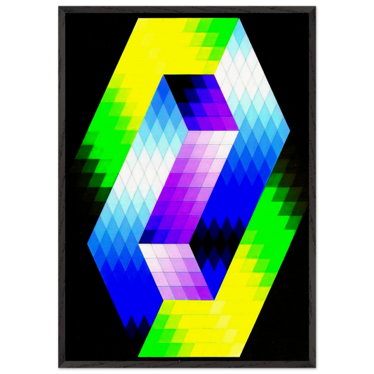 Keple Gestalt - 1968 - Victor Vasarely 70x100 cm / 28x40 inches Framed Art Print – Black Wooden Frame