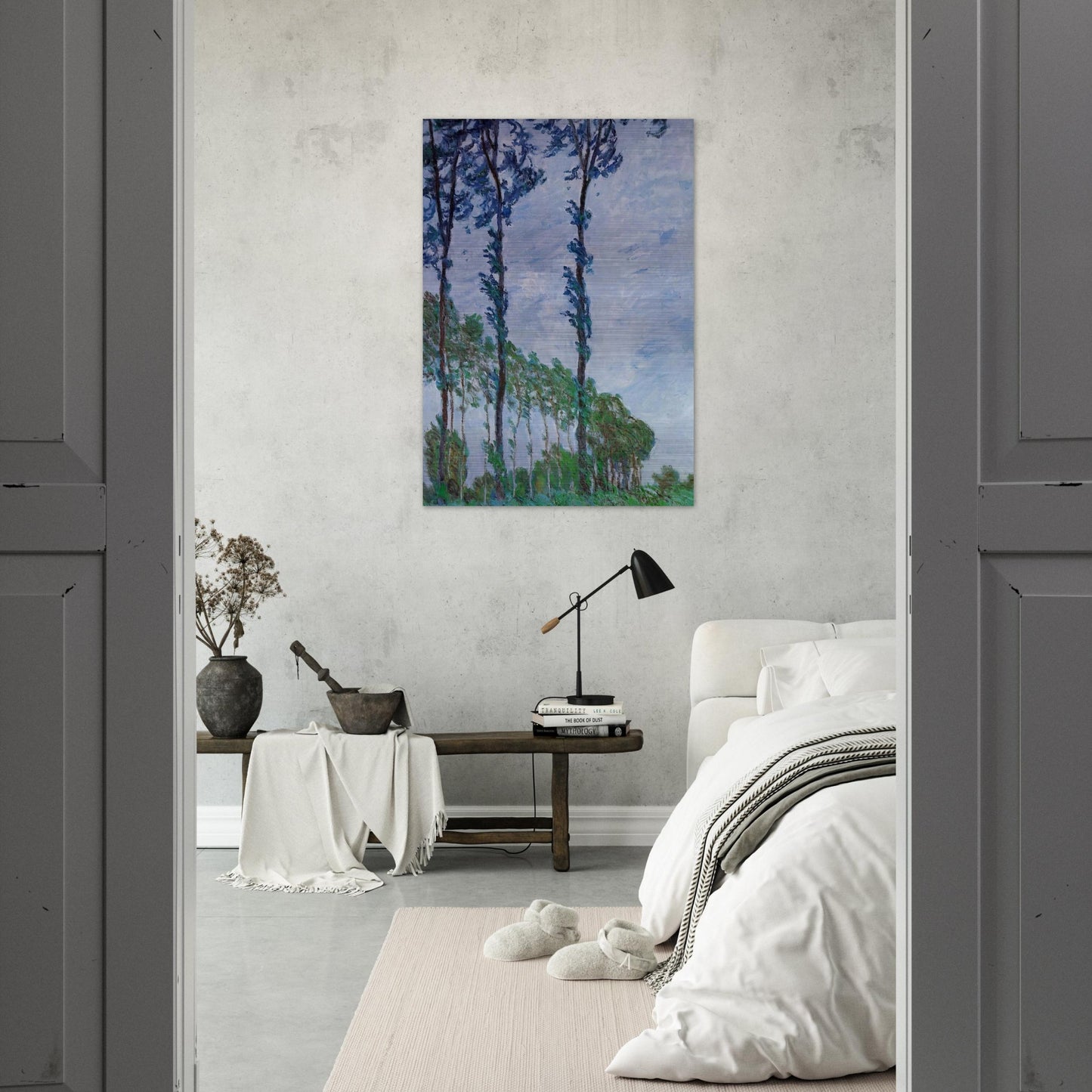 Poplars, Wind Effect - claude monet Brushed Aluminum Print - 70x100 cm / 28x40 inches | claude monet Aluminum Print | claude monet Prints