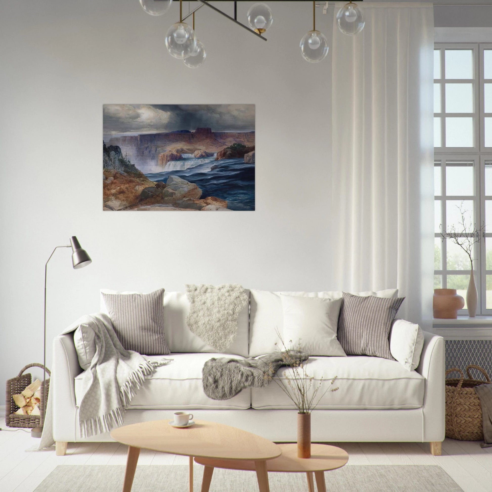 Shoshone Falls, Snake River, Idaho - Thomas Moran Brushed Aluminum Print - 70x100 cm / 28x40 inches | Thomas Moran Aluminum Print | Thomas Moran Prints