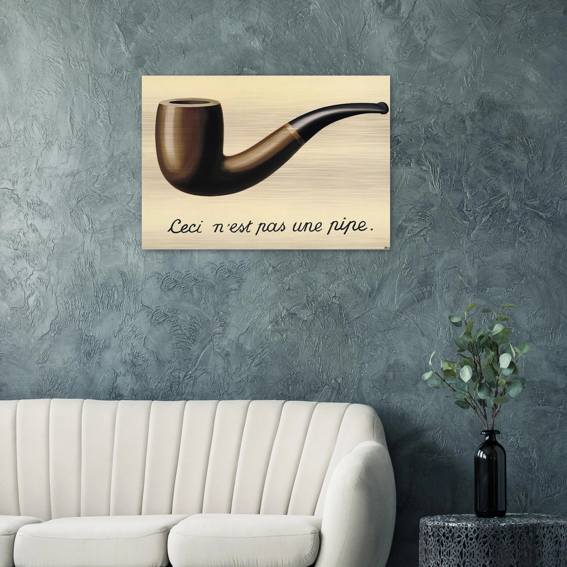 THE TREACHERY OF IMAGES THIS IS NOT A PIPE 1948 - Rene Magritte Brushed Aluminum Print - 70x100 cm / 28x40 inches | Rene Magritte Aluminum Print | Rene Magritte Prints