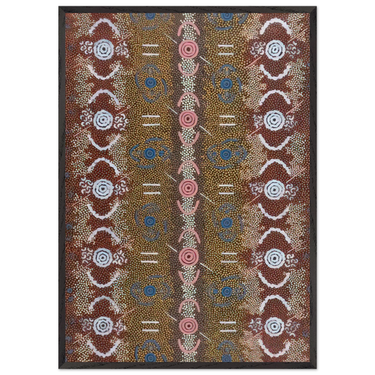 Honey Ant Dreaming - 1993 - Clifford Possum Tjapaltjarri 70x100 cm / 28x40 inches Framed Art Print – Black Wooden Frame
