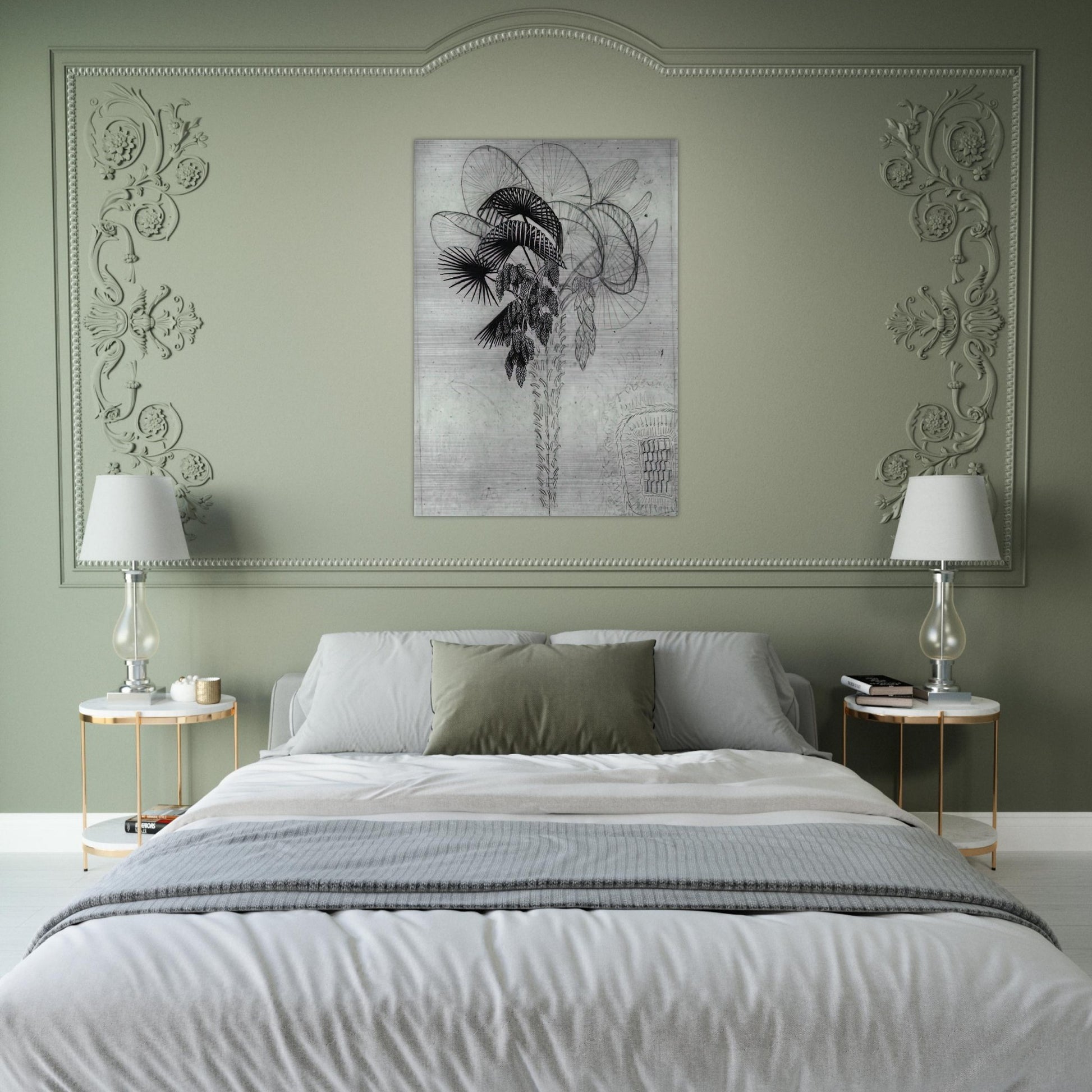 PALM TREE SKETCH - MC Escher Brushed Aluminum Print - 70x100 cm / 28x40 inches | MC Escher Aluminum Print | MC Escher Prints