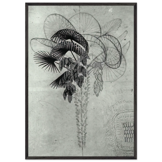 PALM TREE SKETCH - MC Escher 70x100 cm / 28x40 inches Framed Art Print – Black Wooden Frame | Maurits Cornelis Escher Prints