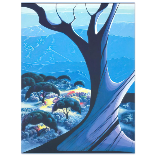 Eyvind Earle - Purple Treeand Mountains  75x100 cm / 30x40inches Fine Art Poster