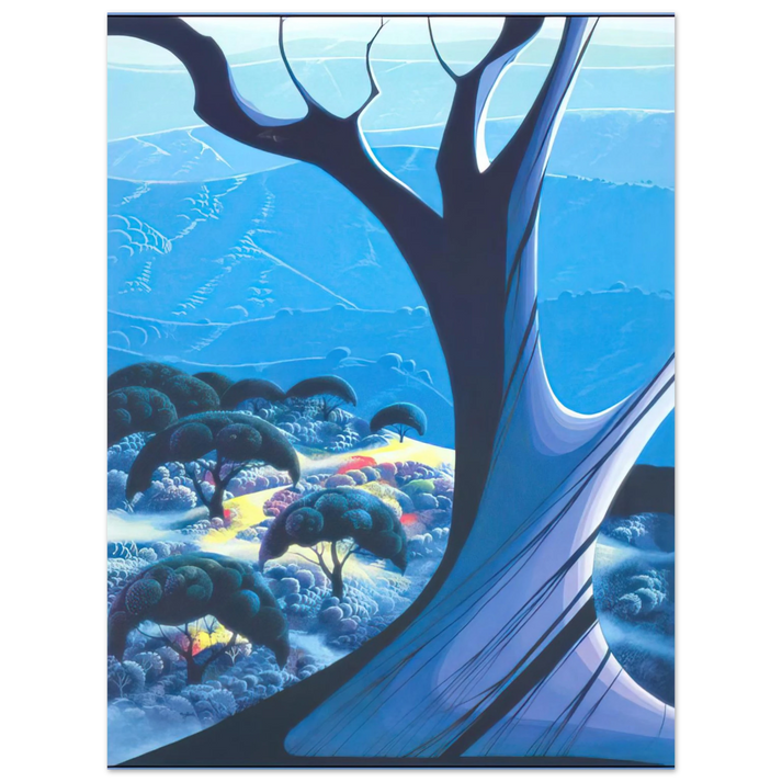 Eyvind Earle - Purple Treeand Mountains  75x100 cm / 30x40inches Fine Art Poster