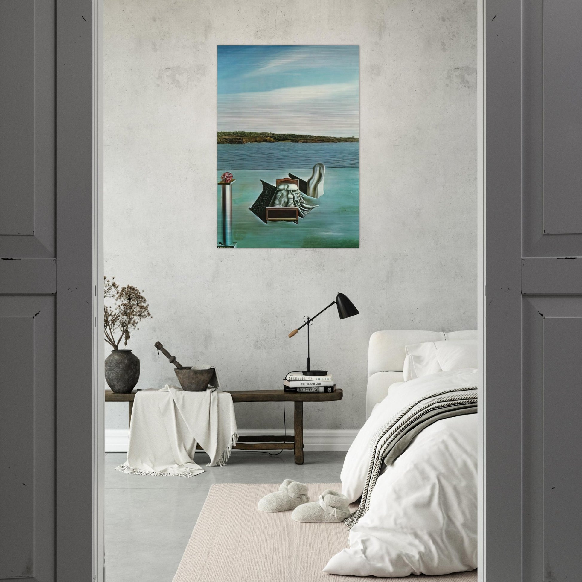 SURREALIST COMPOSITION WITH INVISIBLE FIGURES - Salvador Dali Brushed Aluminum Print - 70x100 cm / 28x40 inches | Salvador Dali Aluminum Print | Salvador Dali Prints