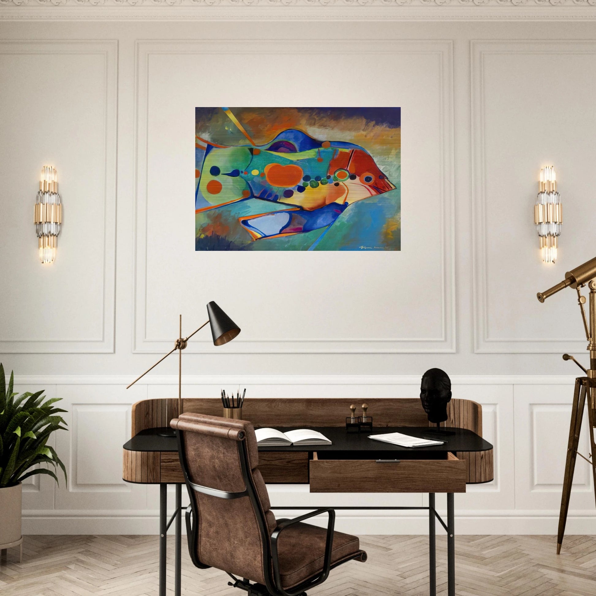 Fish - Naïve Art Primitivism - Aldemir Martins Brushed Aluminum Print - 70x100 cm / 28x40 inches | Aldemir Martins Aluminum Print | Aldemir Martins Prints