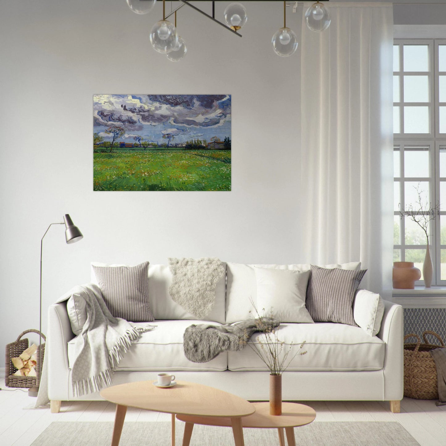 Landscape under a Stormy Sky - Vincent van Gogh Brushed Aluminum Print - 70x100 cm / 28x40 inches | Vincent van Gogh Aluminum Print | Vincent van Gogh Prints