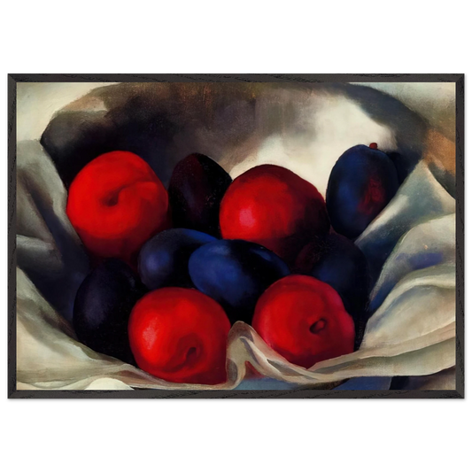 Plums - Georgia OKeeffe 70x100 cm / 28x40 inches Framed Art Print – Black Wooden Frame