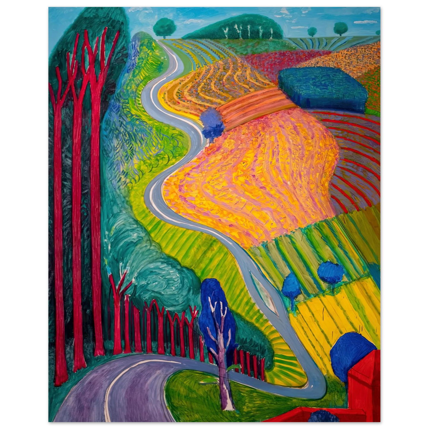 David Hockney - David Hockney Wall art - 60x80 cm / 24x32 inches - Premium Wooden Framed Poster With Fine Art Paper-canvas - White frame