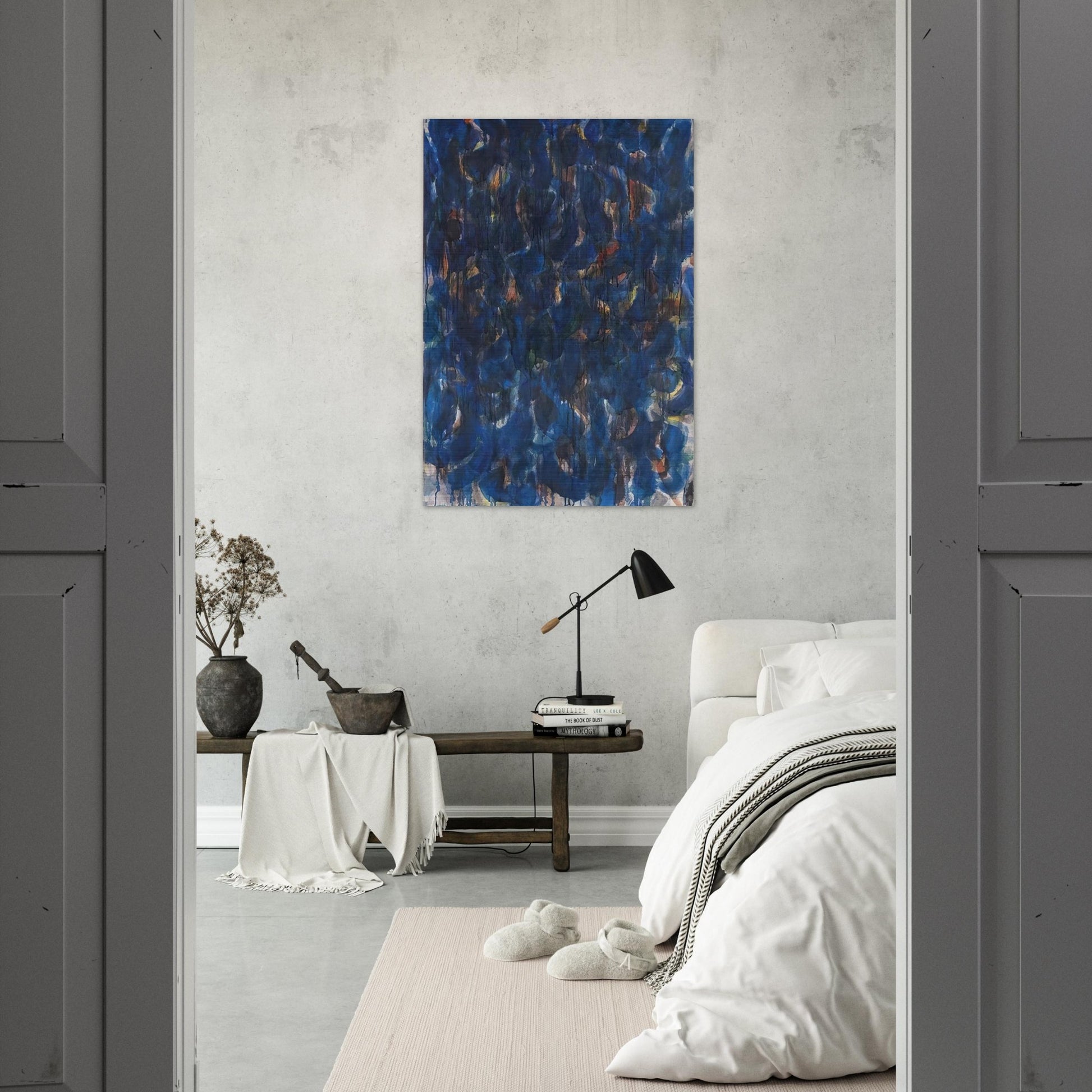Blue and Red - Sam Francis Brushed Aluminum Print - 70x100 cm / 28x40 inches | Sam Francis Aluminum Print | Sam Francis Prints