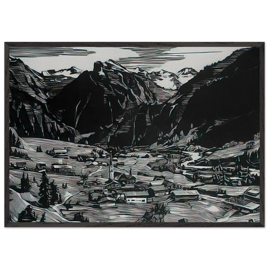 Hinterstein - Expressionism - Konrad Zuse 70x100 cm / 28x40 inches Framed Art Print – Black Wooden Frame