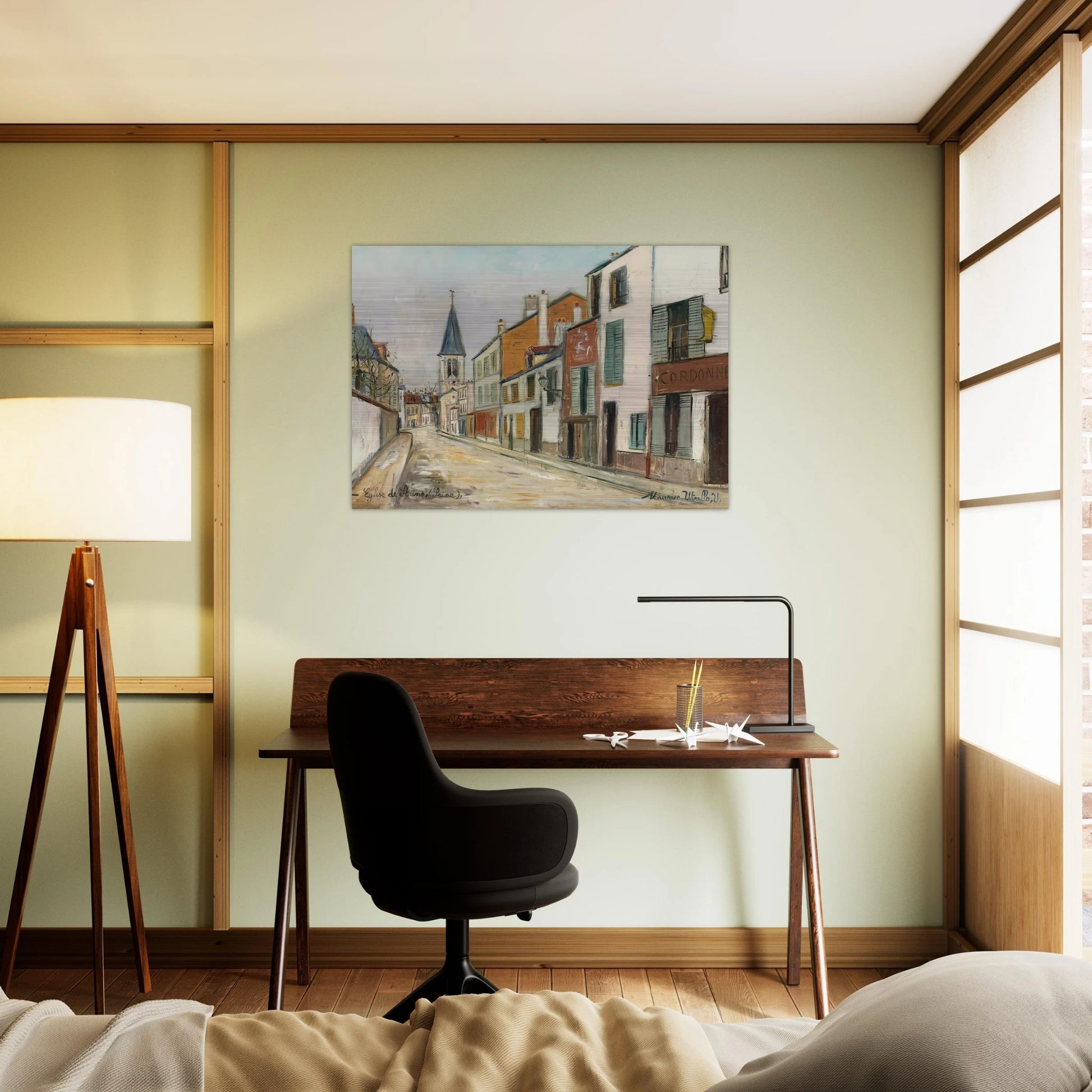 RUE JEAN DURAND ET LEGLISE STAINS SEINE SAINT DENIS 1940 - Maurice Utrillo Brushed Aluminum Print - 70x100 cm / 28x40 inches | Maurice Utrillo Aluminum Print | Maurice Utrillo Prints
