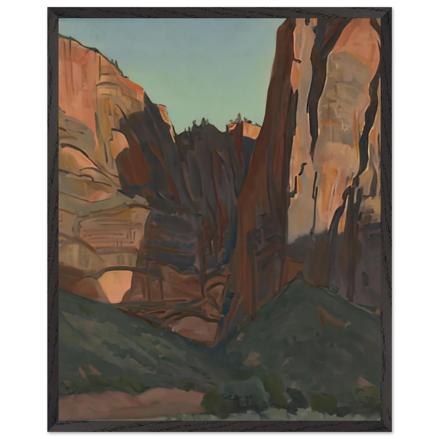 Maynard Dixon - NOTCH IN THE WALL ZION NATIONAL PARK AUGUST 1933 1933 Wall art - 21x29.7 cm / 8x12" - Premium Wooden Framed Poster With Fine Art Paper-canvas - Wood frame