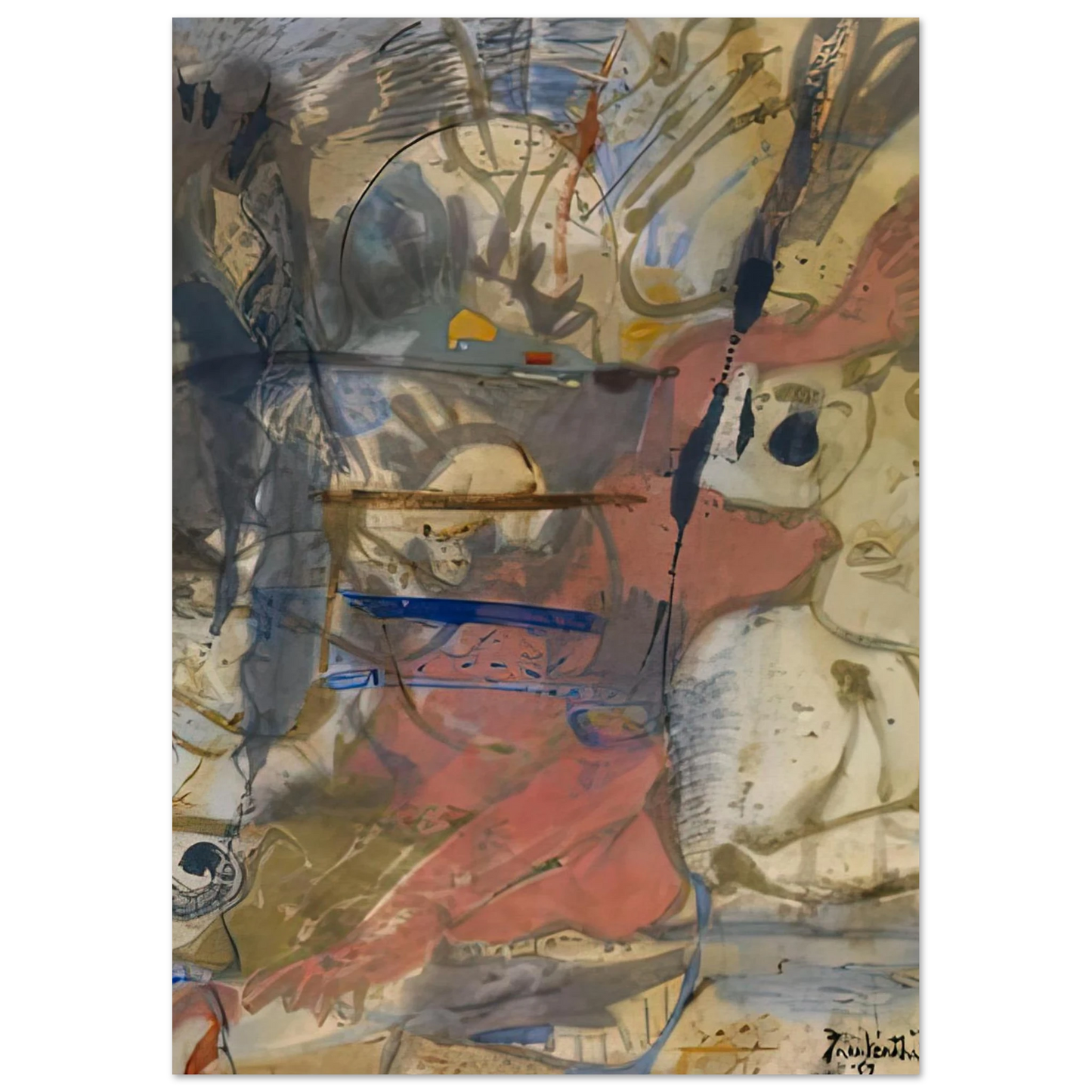Helen Frankenthaler - Europa, 1957- Wall Art - 30x40 cm / 12x16 inches - Premium Wooden Framed Poster With Fine Art Paper-canvas - Black frame