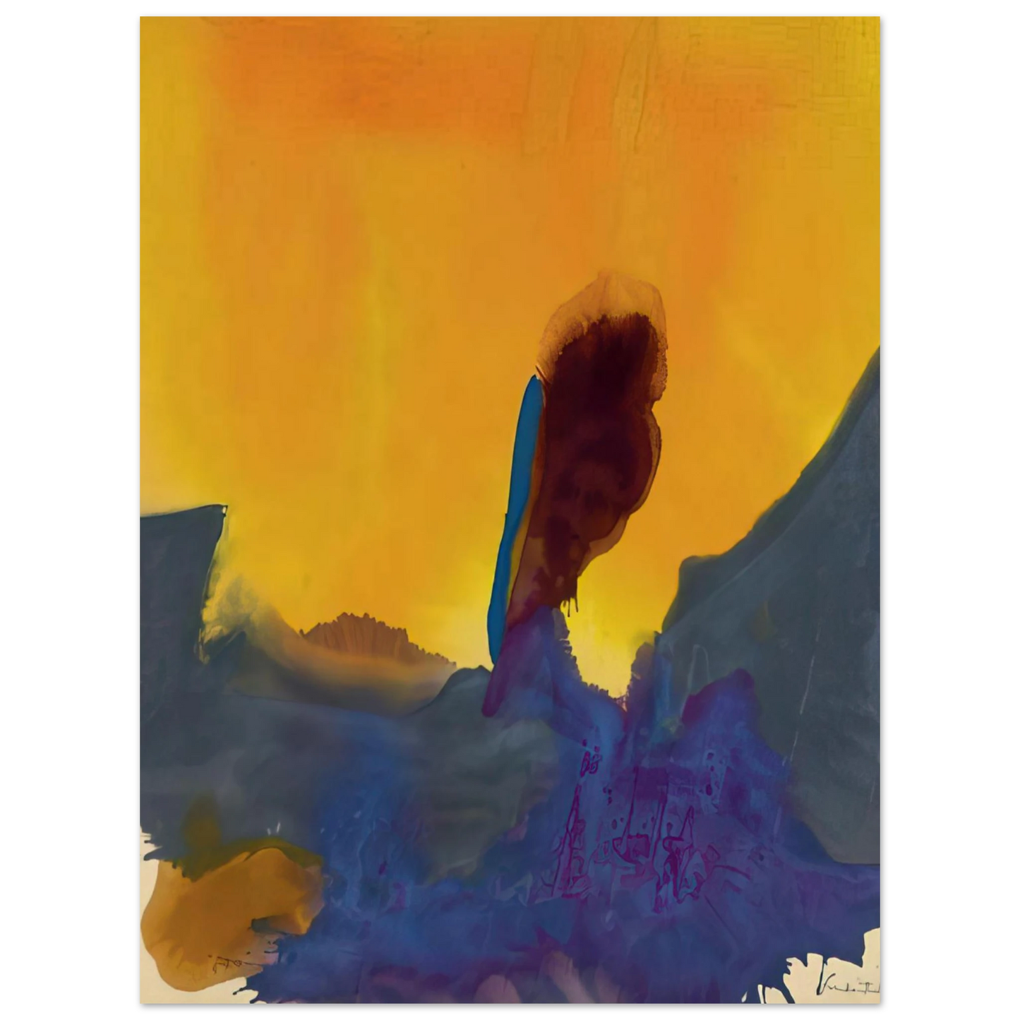 Helen Frankenthaler - Glow II - 1968 Wall art - 50x70 cm / 20x28 inches - Premium Wooden Framed Poster With Fine Art Paper-canvas - Wood frame