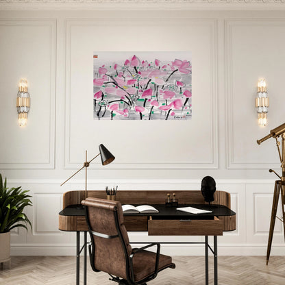 Lotus under the sun - 2001 - Wu Guanzhong Brushed Aluminum Print - 70x100 cm / 28x40 inches | Wu Guanzhong Aluminum Print | Wu Guanzhong Prints