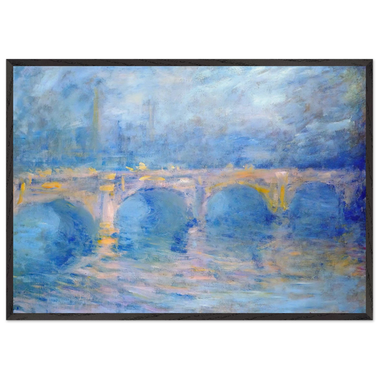 Waterloo Bridge at Sunset Pink Effect - claude monet 70x100 cm / 28x40 inches Framed Art Print – Black Wooden Frame