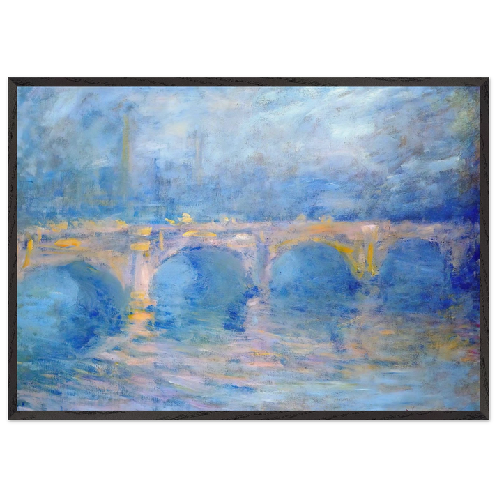 Waterloo Bridge at Sunset Pink Effect - claude monet 70x100 cm / 28x40 inches Framed Art Print – Black Wooden Frame