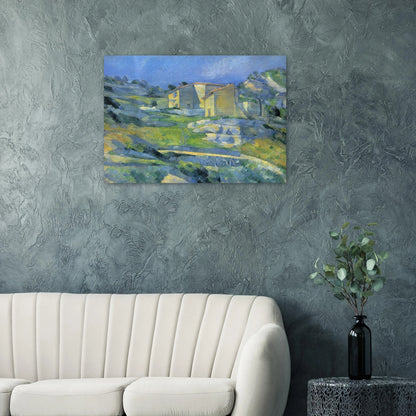 Houses at the L'Estaque - Paul Cézanne Brushed Aluminum Print - 70x100 cm / 28x40 inches | Paul Cézanne Aluminum Print | Paul Cézanne Prints