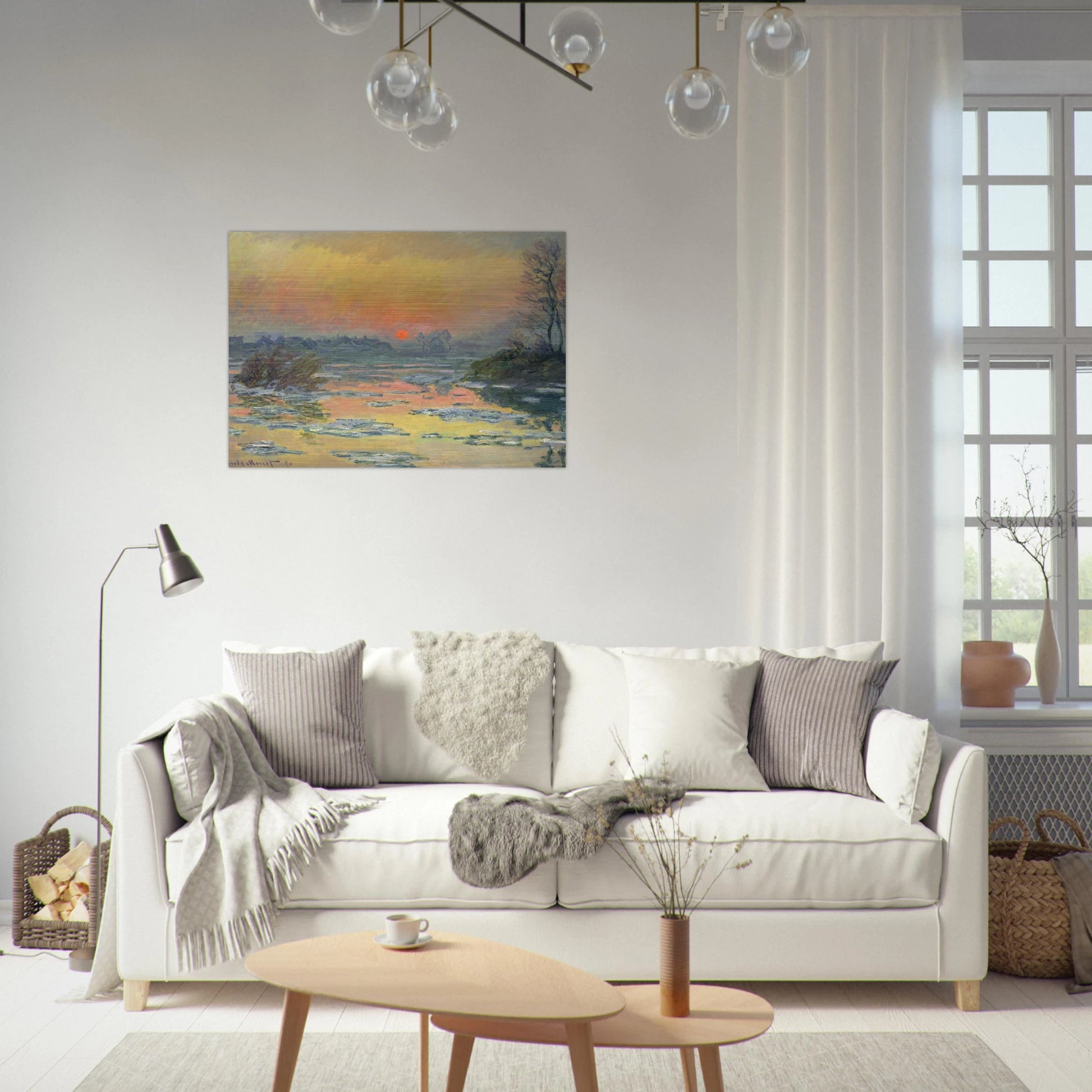 Sunset on the Seine in Winter - claude monet Brushed Aluminum Print - 70x100 cm / 28x40 inches | claude monet Aluminum Print | claude monet Prints