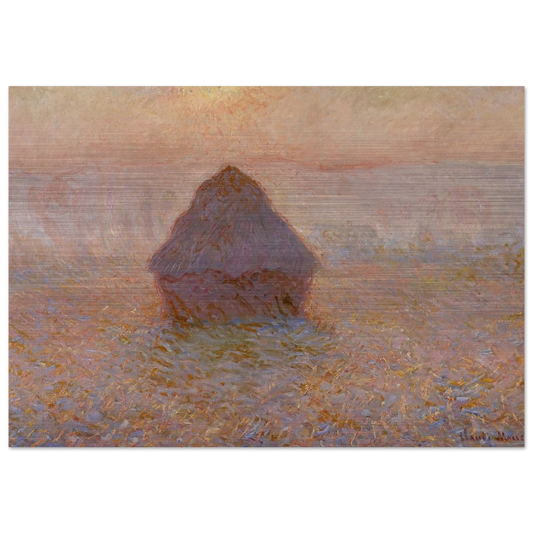 Grainstack, Sun in the Mist - claude monet Brushed Aluminum Print - 70x100 cm / 28x40 inches | claude monet Aluminum Print | claude monet Prints