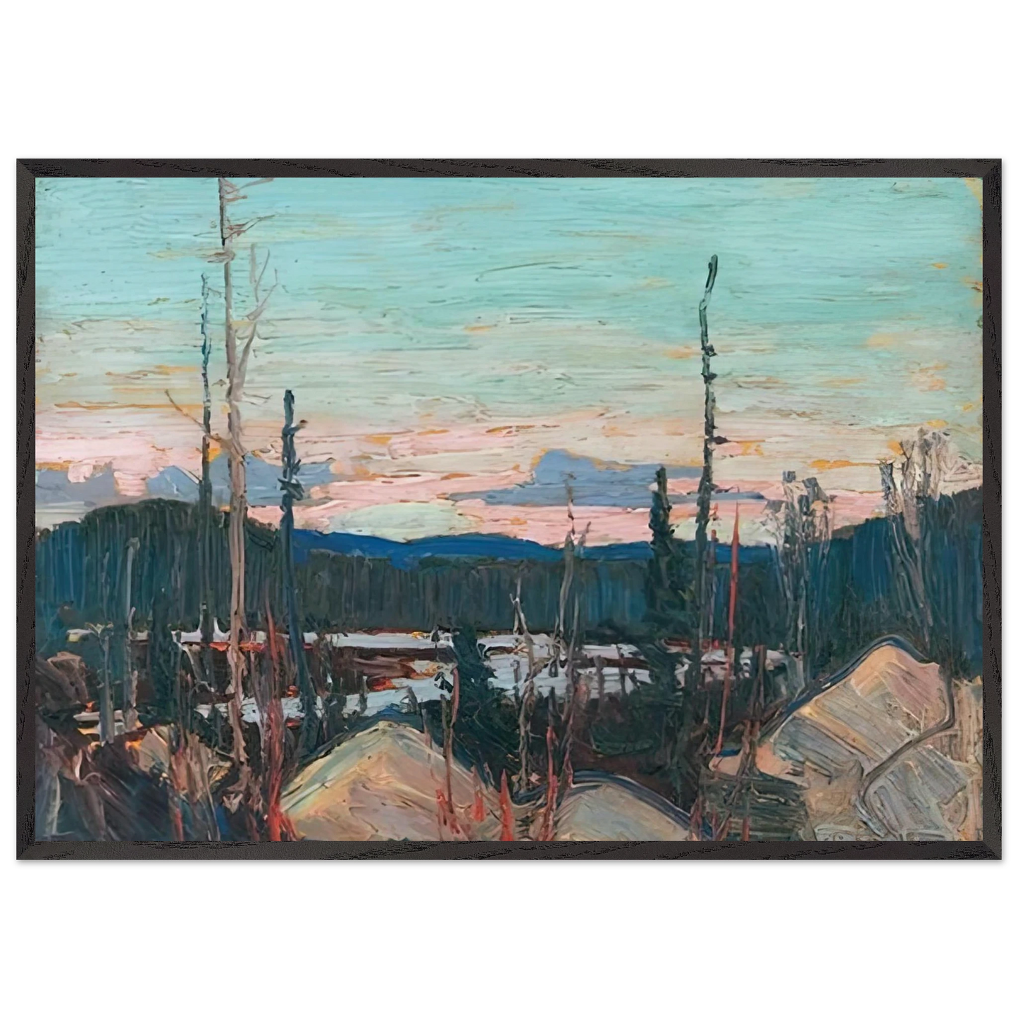 BURNT AREA WITH RAGGED ROCKS 1915 - Tom Thomson 70x100 cm / 28x40 inches Framed Art Print – Black Wooden Frame