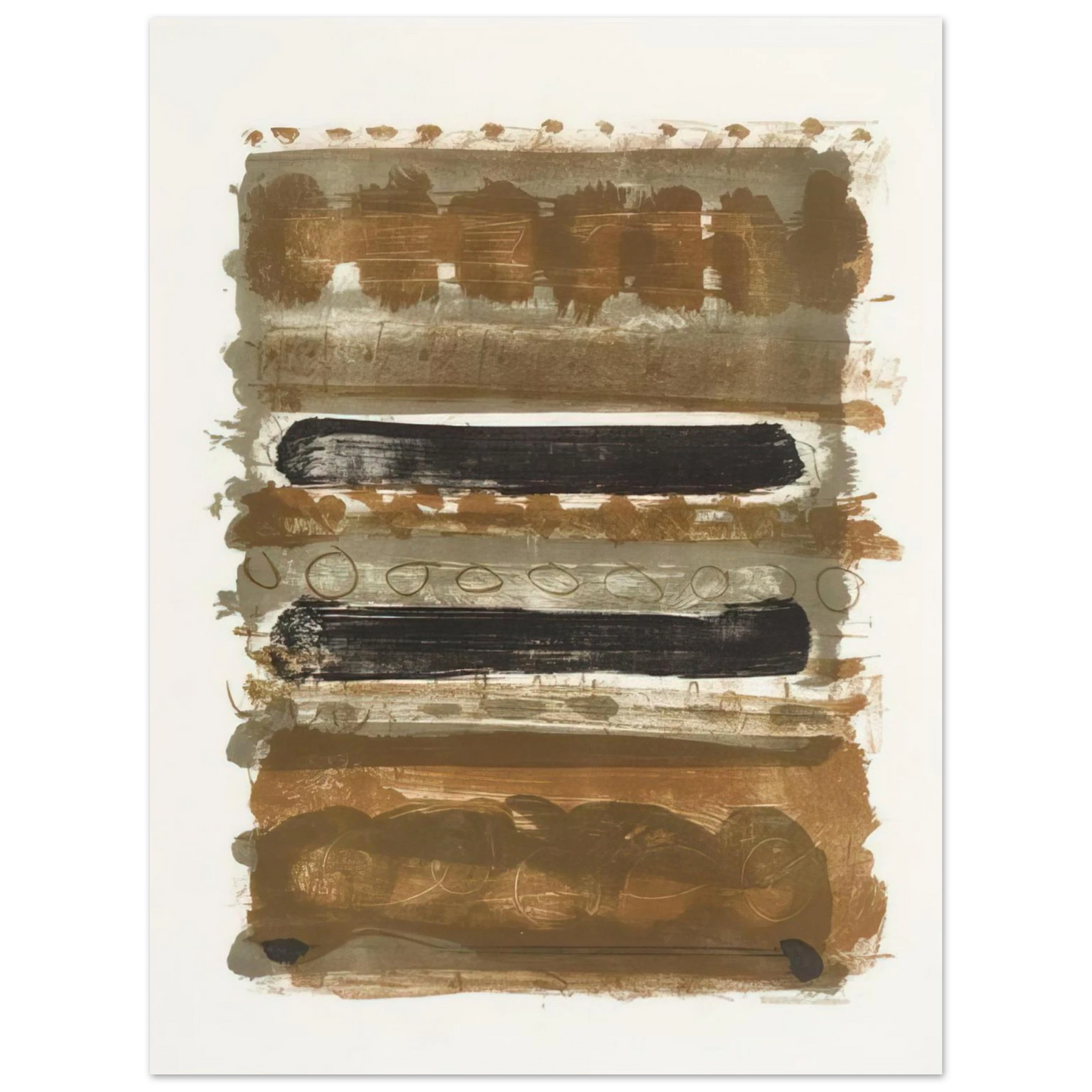 Patrick Heron - Grey and Brown Stripes - 1958  75x100 cm / 30x40inches Fine Art Poster