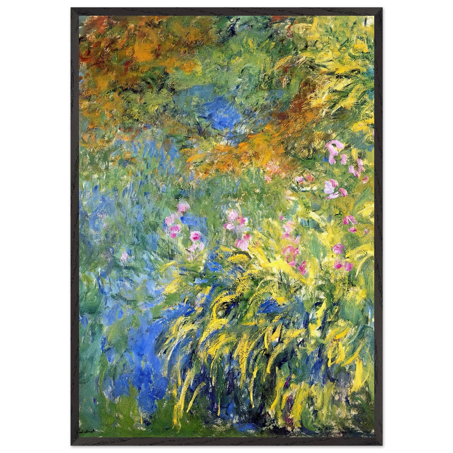 Irises 3 - claude monet 70x100 cm / 28x40 inches Framed Art Print – Black Wooden Frame