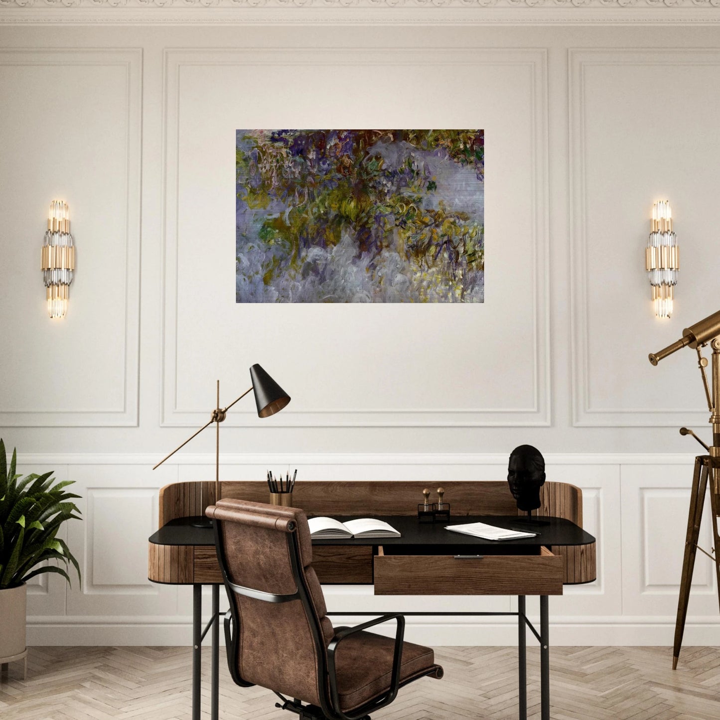 Wisteria left half - claude monet Brushed Aluminum Print - 70x100 cm / 28x40 inches | claude monet Aluminum Print | claude monet Prints