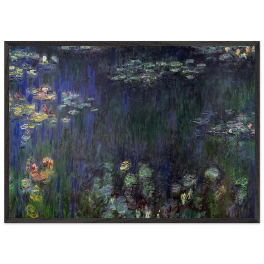 Water Lilies Green Reflection left half - claude monet 70x100 cm / 28x40 inches Framed Art Print – Black Wooden Frame