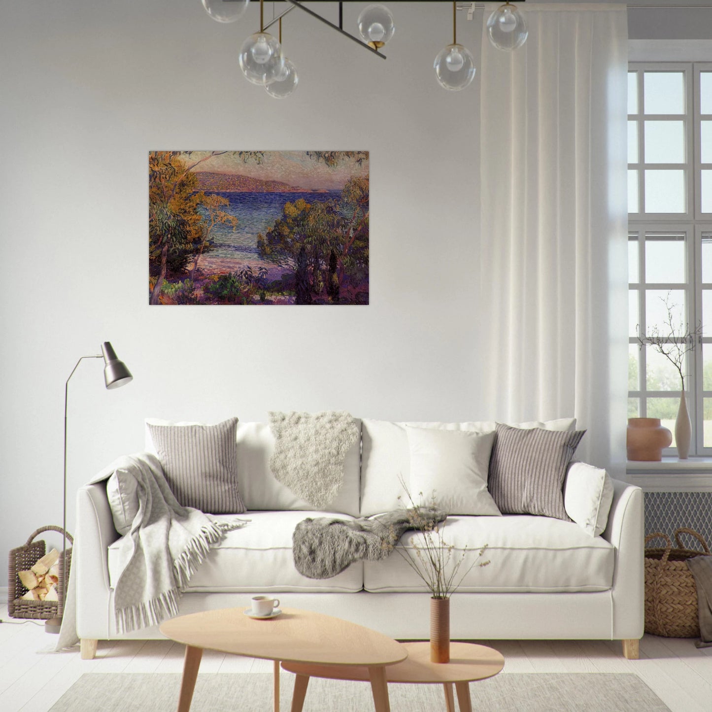 PINES AND EUCALYPTUS AT CAVELIERI 1905 - Theo van Rysselberghe Brushed Aluminum Print - 70x100 cm / 28x40 inches | Theo van Rysselberghe Aluminum Print | Theo van Rysselberghe Prints