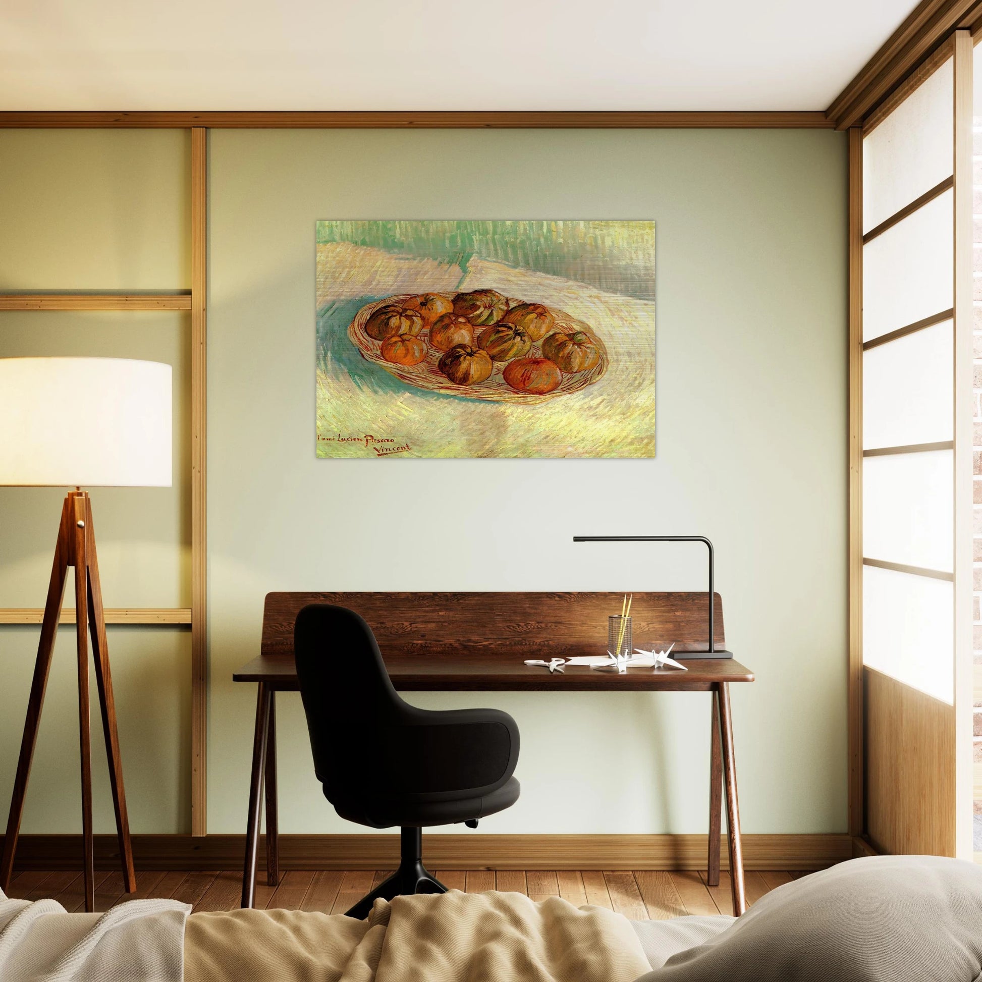 Still Life with Basket of Apples to Lucien Pissarro - Vincent van Gogh Brushed Aluminum Print - 70x100 cm / 28x40 inches | Vincent van Gogh Aluminum Print | Vincent van Gogh Prints