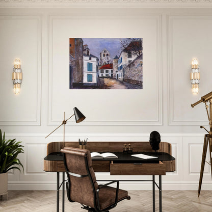 VILLAGE STREET - Maurice Utrillo Brushed Aluminum Print - 70x100 cm / 28x40 inches | Maurice Utrillo Aluminum Print | Maurice Utrillo Prints