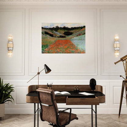 Poppy Field in a Hollow near Giverny - claude monet Brushed Aluminum Print - 70x100 cm / 28x40 inches | claude monet Aluminum Print | claude monet Prints
