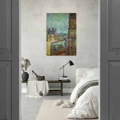 View of Paris from Vincent's Room in the Rue Lepic - Vincent van Gogh Brushed Aluminum Print - 70x100 cm / 28x40 inches | Vincent van Gogh Aluminum Print | Vincent van Gogh Prints