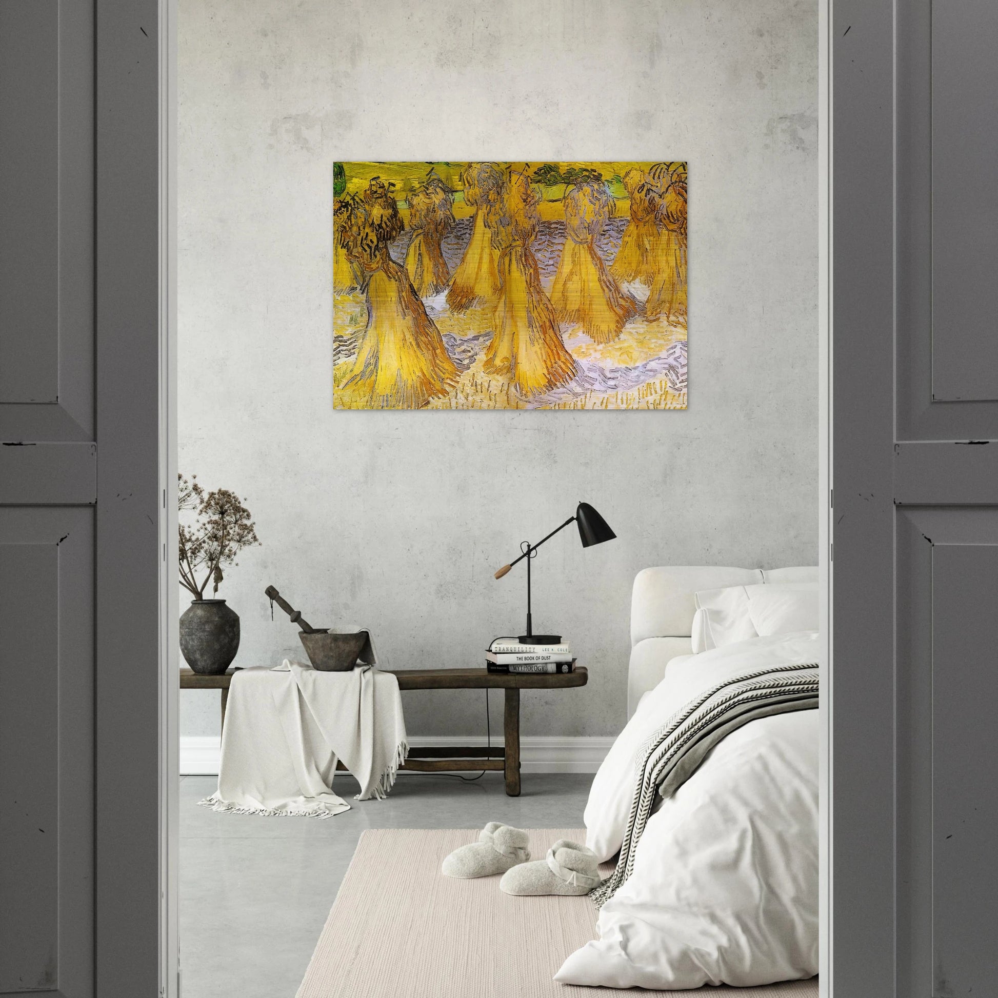 Sheaves of Wheat - Vincent van Gogh Brushed Aluminum Print - 70x100 cm / 28x40 inches | Vincent van Gogh Aluminum Print | Vincent van Gogh Prints